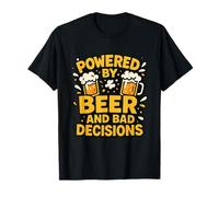 Powered by Beer and Bad Decisions Drinking Humour Design T-Shirt