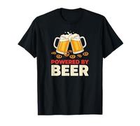 Powered by Beer Mugs Bretzels Funny Drinking T-Shirt