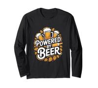 Powered by Beer Mugs Leaves Fun Manche Longue