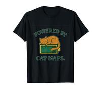Powered by Cat Naps Cat Humour Graphic Design T-Shirt