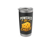 Powered By Cheese Funny Saying Humor Joke Gag Gobelet isotherme en acier inoxydable double paroi