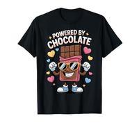 Powered by Chocolate Funny Chocolate Lover Cute Cartoon Kids T-Shirt