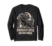 Powered by Coffee and Bad Omens Corbeau Gothique Manche Longue