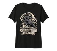 Powered by Coffee and Bad Omens Corbeau Gothique T-Shirt Haut de Gamme