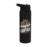 Powered By Coffee Bold Coffee Beans Cafeine Energy Stainless Steel Insulated Water Bottle