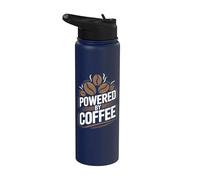 Powered By Coffee Bold Coffee Beans Cafeine Energy Stainless Steel Insulated Water Bottle