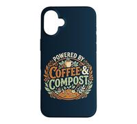 Powered by Coffee & Compost Funny Gardener Coque pour iPhone 16 Plus
