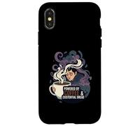 Powered by Coffee & Existential Dread Funny Tired Design Coque pour iPhone X/XS