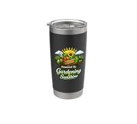 Powered By Gardening and Sunshine Funny Gobelet isotherme en acier inoxydable double paroi