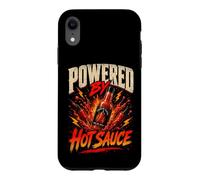 Powered by Hot Sauce Funny Hot Sauce Saying Humor Joke Gag Coque pour iPhone XR
