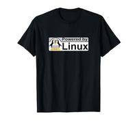 Powered by Linux Tux The Penguin Nerd Geek Sysadmin Cadeau T-Shirt