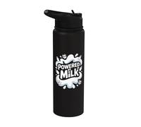Powered By Milk Funny Cow Thème Stainless Steel Insulated Water Bottle