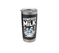 Powered By Milk Funny Dairy Humour Gobelet isotherme en acier inoxydable double paroi