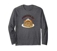 Powered by Pancakes Breakfast Energy Funny Design Tee Pop!! Manche Longue