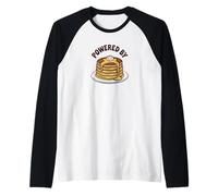Powered by Pancakes Breakfast Energy Funny Design Tee Pop!! Manche Raglan