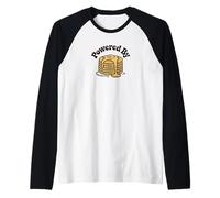 Powered by Pancakes Breakfast Energy Funny Design Tee Pop!! Manche Raglan
