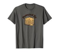 Powered by Pancakes Breakfast Energy Funny Design Tee Pop!! T-Shirt