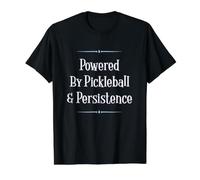 Powered by Pickleball and Persistence Funny T-Shirt Graphique avec Valeur, Homme, Noir, XL