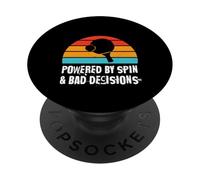 Powered by Spin & Bad Decisions Funny Retro Table Tennis PopSockets PopGrip Adhésif