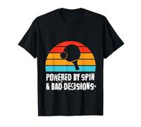 Powered by Spin & Bad Decisions Funny Retro Table Tennis T-Shirt