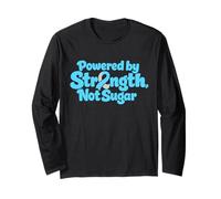 Powered by Strength Not Sugar Blue Ribbon Sensibilisation au diabète Manche Longue