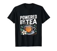 Powered by Tea Tasse à thé Motif Feuilles T-Shirt Graphique avec Valeur, Homme, Noir, S
