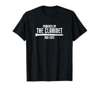 Powered by The Clarinette and Cats Funny Clarinette Player T-Shirt Graphique avec Valeur, Homme, Noir, XL