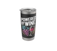 Powered By Wine Grapes Glass Humour Gobelet isotherme en acier inoxydable double paroi