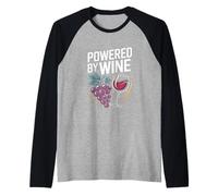 Powered by Wine Grapes Glass Humour Manche Raglan