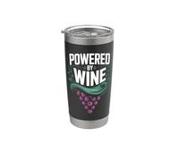 Powered By Wine Lover Design Funny Wine Lover Gobelet isotherme en acier inoxydable double paroi