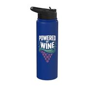 Powered By Wine Lover Design Funny Wine Lover Stainless Steel Insulated Water Bottle