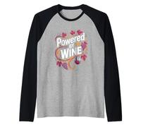 Powered by Wine Vine Grapes Humour Manche Raglan