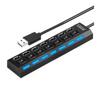 Powered USB Hub,Portable Multi-Port Data Adaapter | Portable USB Hub with Indeependent Button,for Video Editing Remote Work Home Classsroom Game Setup Studio Co-Working Space Tradings