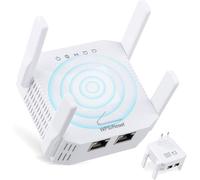 Powerful 1200Mbps WiFi Repeater, 2.4GHz and 5GHz Dual Band WiFi Amplifier, Repeater/AP/Router Modes, 4 Antennas, WiFi Range Extender Compatible with All Internet Boxes, EU Plug