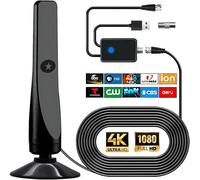 Powerful Digital TV Antenna HDTV Indoor/Outdoor 360° Reception 50 Miles Amplifier 4K 1080P DVB-T2 VHF UHF Coaxial Cable 5m