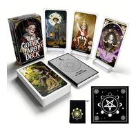 Powerful Jeu de cartes de tarot gothiques avec guide (français non garanti), 78 cartes de tarot de style Daydream pour débutants, jeu de tarot foncé avec chiffon en velours, supports en acrylique et