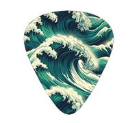 Powerful-Ocean-Wave Lot de 12 médiators avec 3 épaisseurs et boîte de rangement, médiators en ABS pour guitare basse électrique