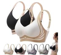Powerful Push-Up Seamless Bra,Lifting Anti-Sagging Wire-Free Push-up Bra,Full Coverage Seamless Bras for Everyday (Black+Beige,TG)