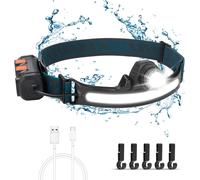 Powerful Rechargeable Headlamp,2000lm Led Zoom Head Torch With Motion Sensor,2200 Mah,6 Modes Cob 270° Waterproof Head Torch For Running,Camping,Cycling,Repair