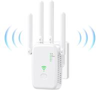 Powerful WiFi Repeater, 300 Mbps - 2.4 GHz WiFi Signal Amplifier with 4 Antennas, WiFi Extender Compatible with All Routers (Repeater Mode/Router/Access Point)