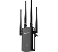 Powerful WiFi Repeater with Modern Design, WiFi Amplifier with Long Antenna for Reliable Connection Whole Home, Colour: Black