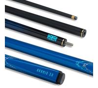 PowerGlide Lot de 2 queues de Billard en Fibre de Carbone et Fibre de Verre 50/50 - Peinture métallique Ultra Lisse - 538,6 g - Taille complète : 144,8 cm - Pointe de 10 mm - Bleu