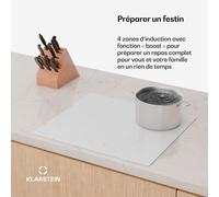Klarstein PowerGlide Plaque Induction Encastrable - 4 Zones, 7800 W, Commande à Glissière, Minuterie & Sécurité Enfant, Indicateur de Chaleur Résiduelle, Design Épuré 60 cm