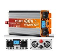 POWERinvert Onduleur Sinusoïdal Pur 5000 W/6000 W 12 V CC 220 V CA 230 V avec Écran LCD Télécommande Et 2 Prises CA pour Caravane Camion Voiture(24V,Peak 6000w)