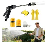 Powerjet Pistolet haute pression pour tuyau d'arrosage, tuyau d'arrosage original avec accessoires pour lavage de voiture, jardin et terrasse (A)
