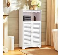 powerking Armoire de Rangement de Salle de Bain à 3 Niveaux, Organisateur indépendant Blanc avec Portes et étagères, Armoire de Plancher de Rangement pour Salle de Bain, Bureau, Salon, Cuisine