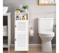 powerking Armoire de Rangement de Salle de Bain de 3 Niveaux, Organisateur indépendant avec Portes, Armoire de Plancher Blanc pour Chambre à Coucher, Salon, Cuisine, Balcon, Bureau
