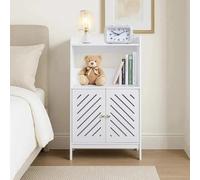 powerking Armoire de Rangement de Salle de Bains à 3 Niveaux, Organisateur indépendant avec Portes et étagères, Petit Armoire au Sol Blanc pour Salle de Bains, Toilettes, Salon, Cuisine, Petit Espace