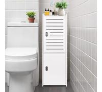 powerking Armoires de Rangement de Salle de Bains de 3 Niveaux, Armoire de Plancher Libre Standing Blanc avec Portes pour Chambre à Coucher, Salon, Cuisine, Balcon, Bureau