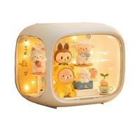 powerking Boîte de Présentation Claire pour Figurine avec Lumière, Support de Présentation en Acrylique, Boîte Organisatrice Ajustable avec Porte Magnétique et Supports pour Figurines de Collection